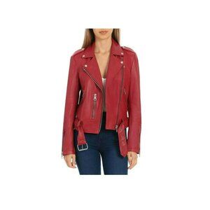 ❤️❤️❤️Women Leather Lamb Biker Moto Jacket Sz M BAGATELLE.NYC Burgundy Red $698